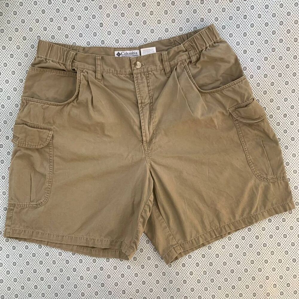 Columbia Sportswear Men's 38 Khaki Tan Cargo Shorts 100% Cotton Lined